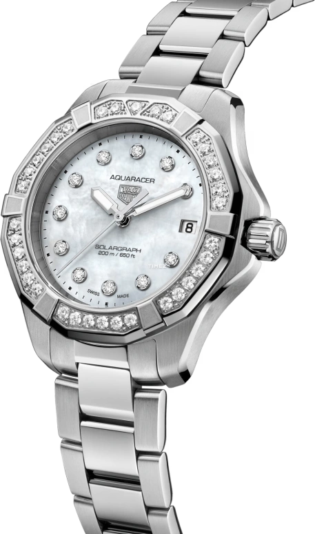 TAG Heuer,Aquaracer 34mm,34mm,Stainless Steel,White,Quartz,Day,In-house Caliber,WBP1314,WBP1314.BA0005