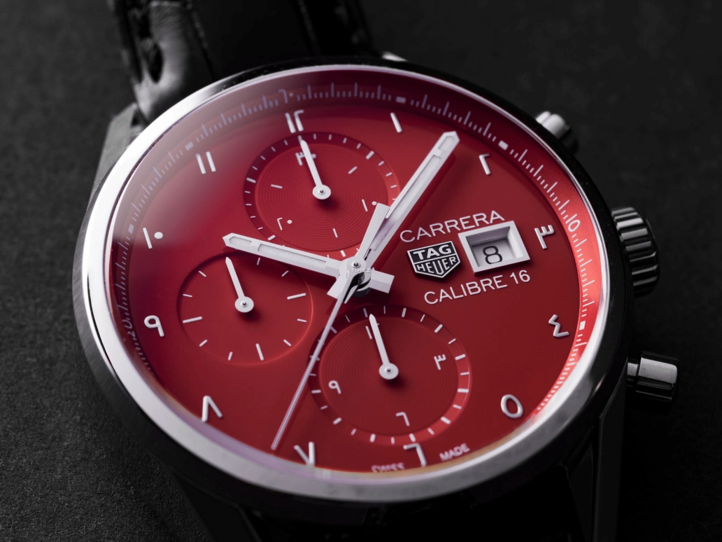 TAG Heuer,Carrera 41mm,41mm,Stainless Steel,Red,Automatic,Chronograph,Day,CBK2117,CBK2117.FC6266