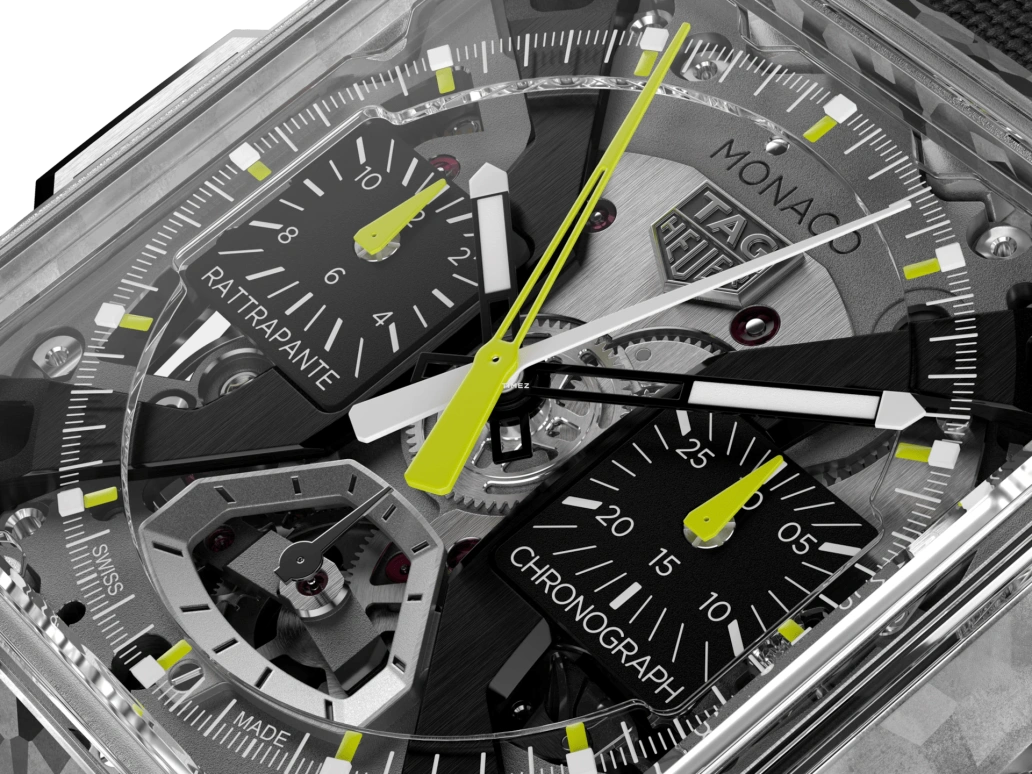 TAG Heuer,Monaco 41x41mm,41x41mm,TH-Titanium,Transparent,Grey,Automatic,Chronograph,Rattrapante,CBW2185,CBW2185.FC8350