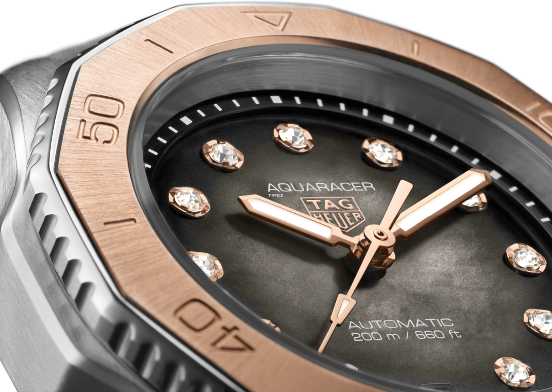 TAG Heuer,Aquaracer 30mm,30mm,Stainless Steel,Rose Gold,Black,Automatic,Day,40hours,WBP2451,WBP2451.BA0622