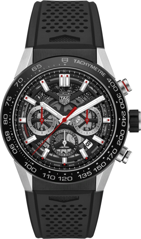 TAG Heuer,Carrera 45mm,45mm,Ceramic,Stainless Steel,Skeleton,Automatic,Chronograph,Date,Column Wheel,CBG2A10,CBG2A10.FT6168