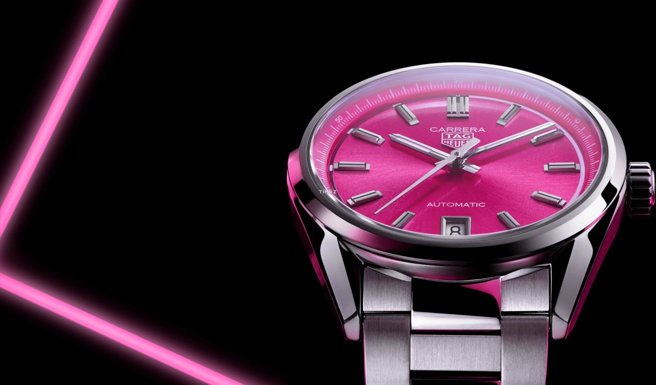 TAG Heuer,Carrera 36mm,36mm,Stainless Steel,Pink,Automatic,Day,80hours,Ryan Gosling,Ken,WBN2313,WBN2313.BA0001