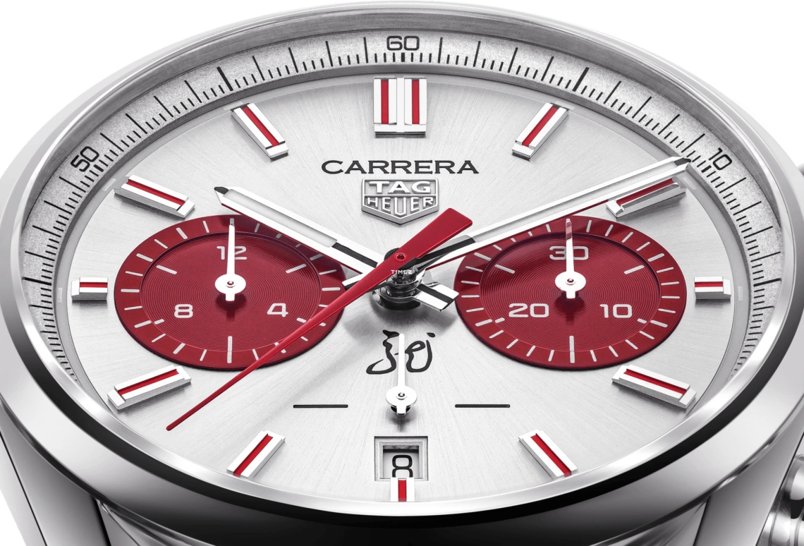 TAG Heuer,Carrera 42mm,42mm,Stainless Steel,Silver,Red,Automatic,Chronograph,Day,CBN201H,CBN201H.FC6553