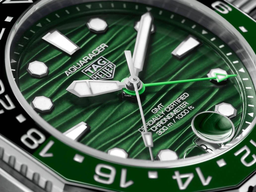 TAG Heuer,Aquaracer 42mm,42mm,Stainless Steel,Green,Automatic,Day,Dule Time,WBP5115,WBP5115.BA0013
