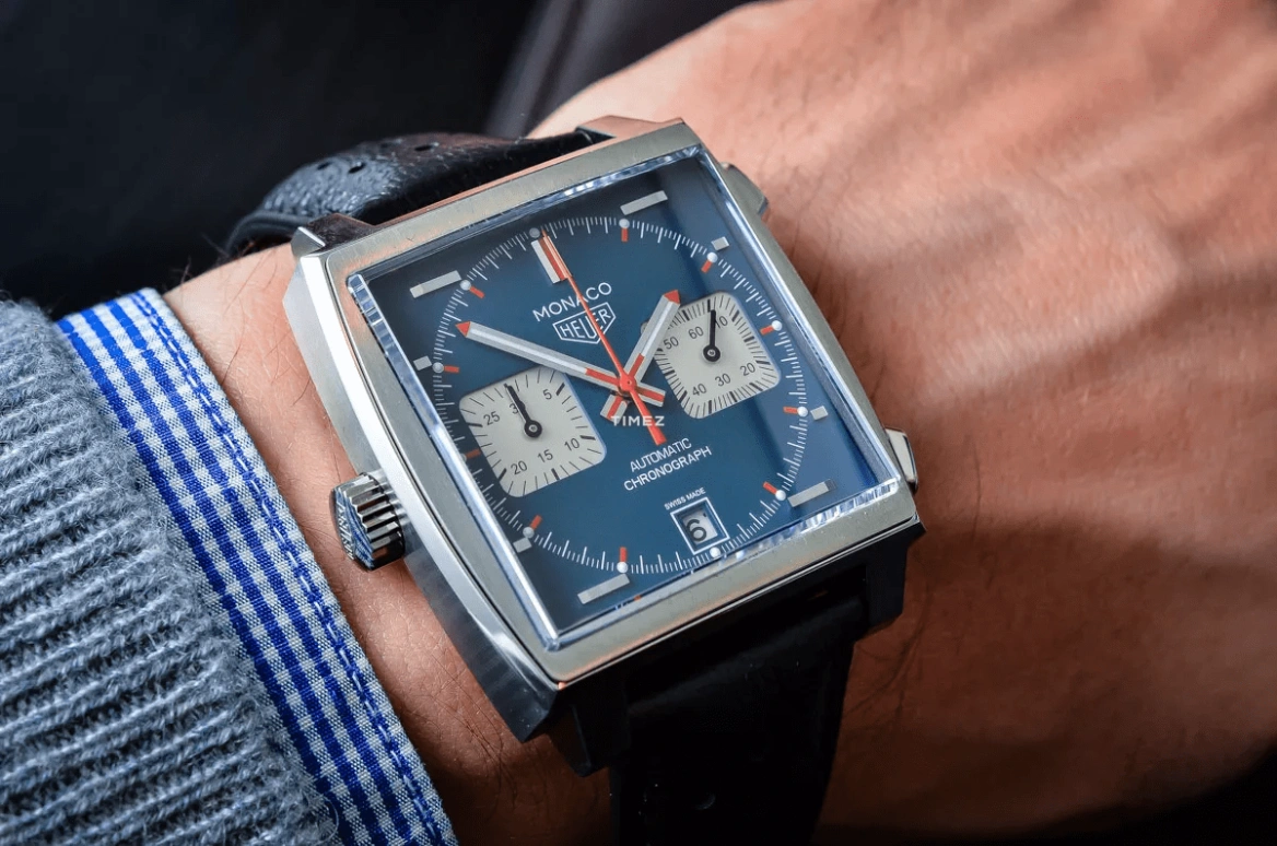 TAG Heuer,Monaco 39mm,39mm,Stainless Steel,Blue,Automatic,Chronograph,Day,CAW211P,CAW211P.FC6183