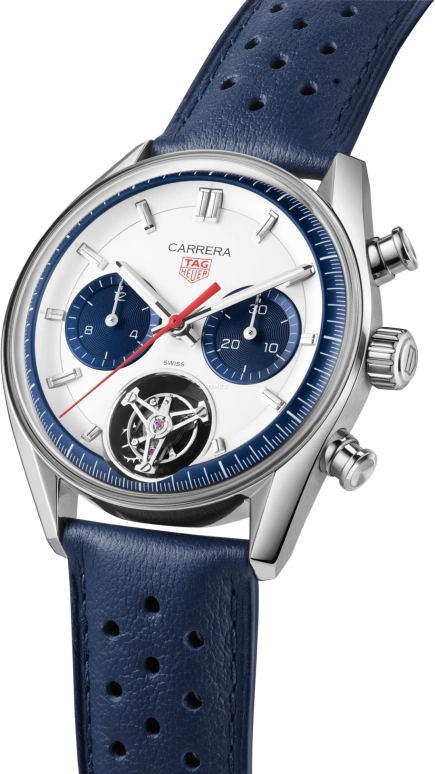 TAG Heuer,Carrera 42mm,42mm,Stainless Steel,Blue,White,Automatic,Chronograph,Tourbillon,CBS5013,CBS5013.EB0375