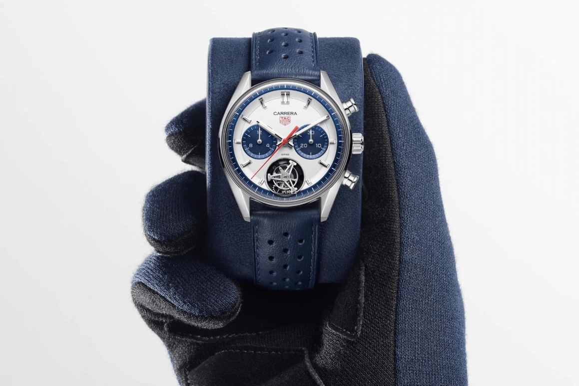 TAG Heuer,Carrera 42mm,42mm,Stainless Steel,Blue,White,Automatic,Chronograph,Tourbillon,CBS5013,CBS5013.EB0375