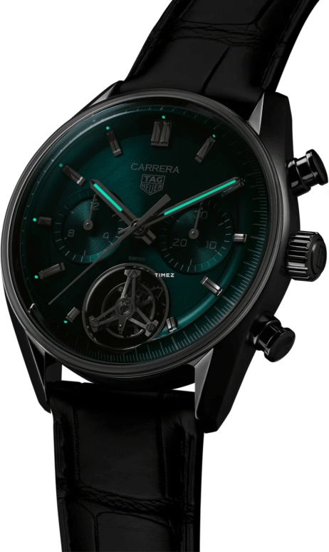 TAG Heuer,Carrera 42mm,42mm,Stainless Steel,Green,Automatic,Chronograph,Tourbillon,CBS5011,CBS5011.FC6566
