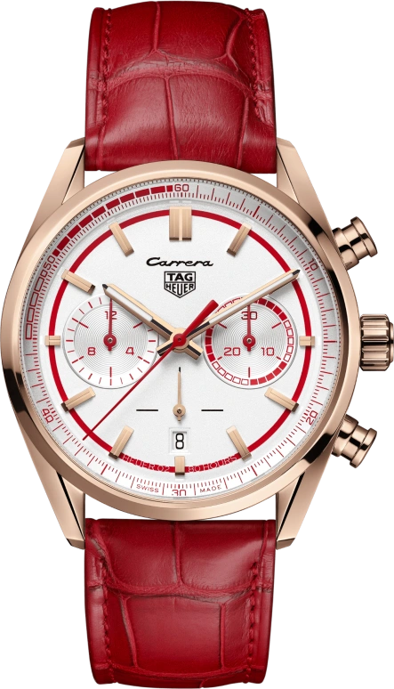 TAG Heuer,Carrera 42mm,42mm,Rose Gold,Rose Gold,White,Red,Automatic,80hours,In-house Caliber,CBN2045,CBN2045.FC8316