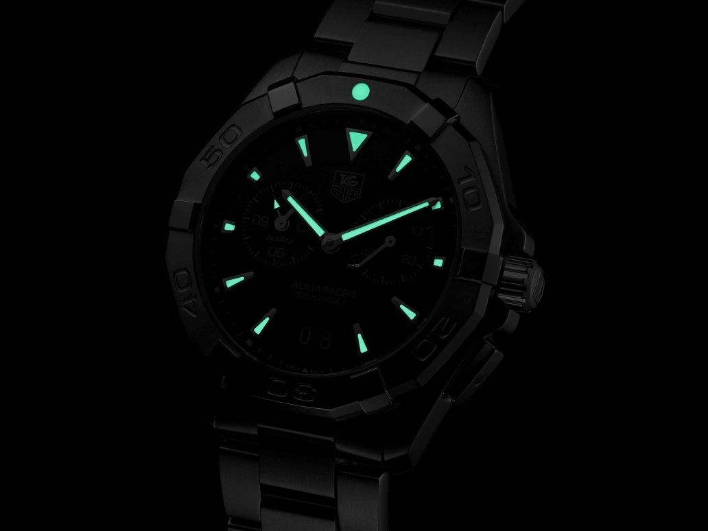 TAG Heuer,Aquaracer 40.50mm,40.50mm,Stainless Steel,Black,Quartz,Chronograph,Big Date,Alarm,WAY111Z,WAY111Z.BA0928