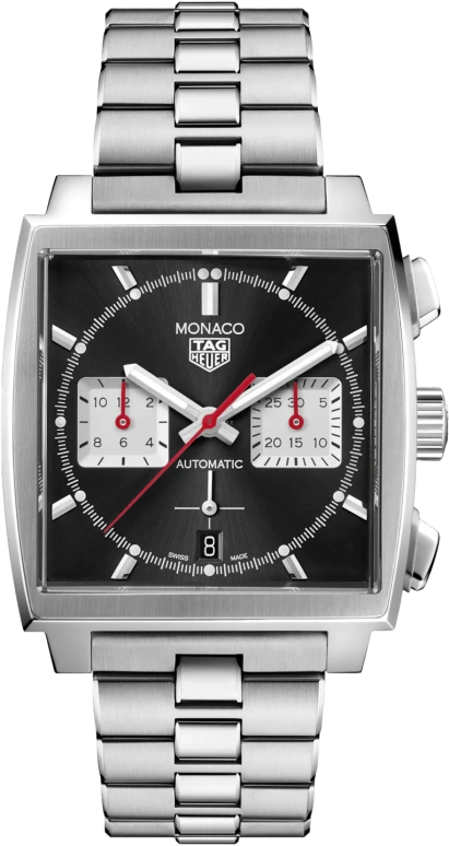 TAG Heuer,Monaco 39mm,39mm,Stainless Steel,Black,Automatic,Chronograph,Date,Column Wheel,CBL2113,CBL2113.BA0644