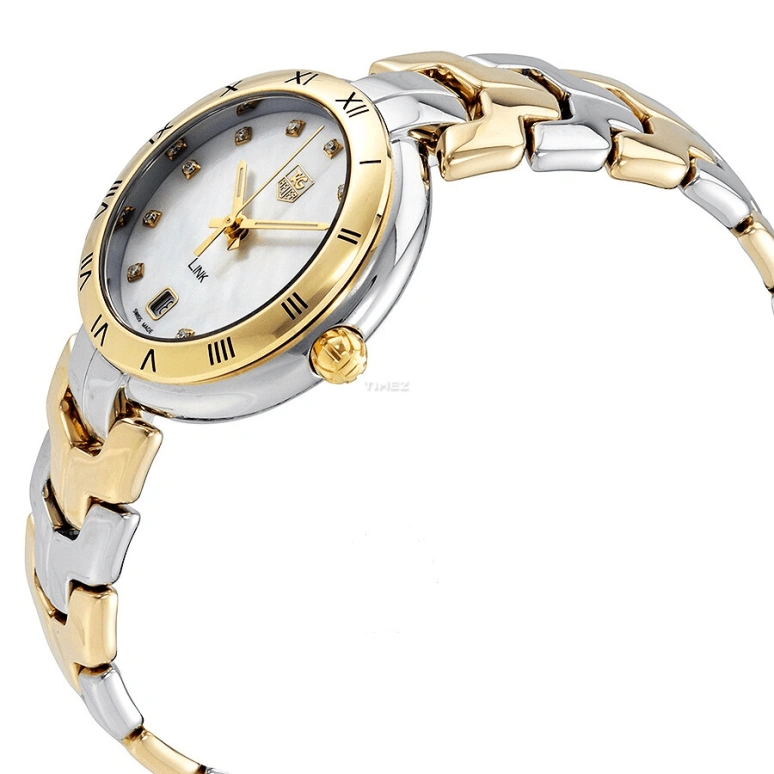 TAG Heuer,Link 34mm,34mm,Stainless Steel,Yellow Gold,White,Quartz,Day,Sapphire,WAT1353,WAT1353.BB0962
