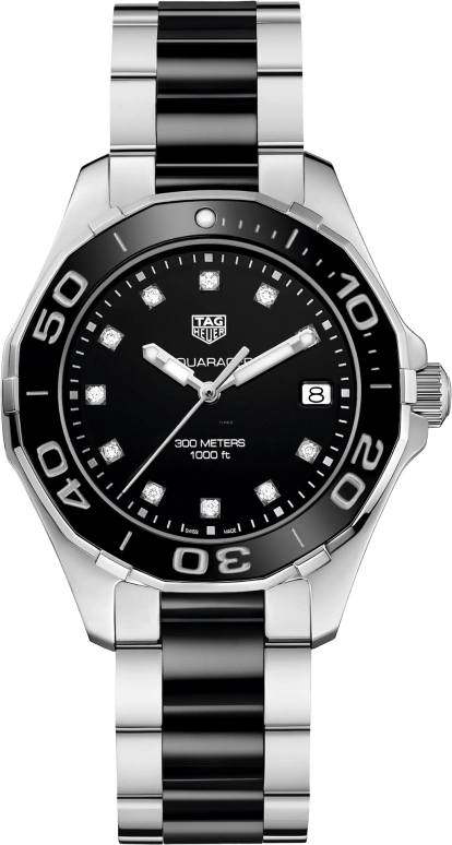 TAG Heuer,Aquaracer 35mm,35mm,Ceramic,Stainless Steel,Black,Quartz,Day,Sapphire,WAY131C,WAY131C.BA0913