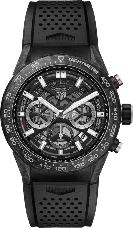 TAG Heuer,Carrera 45mm,45mm,Carbon,Stainless Steel,Skeleton,Automatic,Chronograph,Date,Column Wheel,CBG2A91,CBG2A91.FT6173