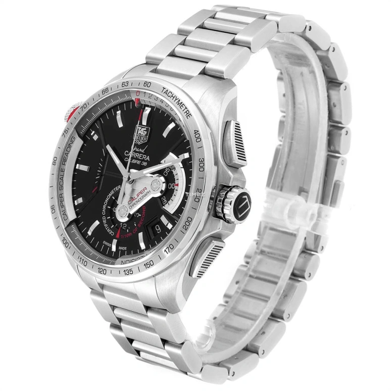 TAG Heuer,Carrera 43mm,43mm,Stainless Steel,Black,Automatic,Chronograph,Day,CAV5115,CAV5115.BA0902