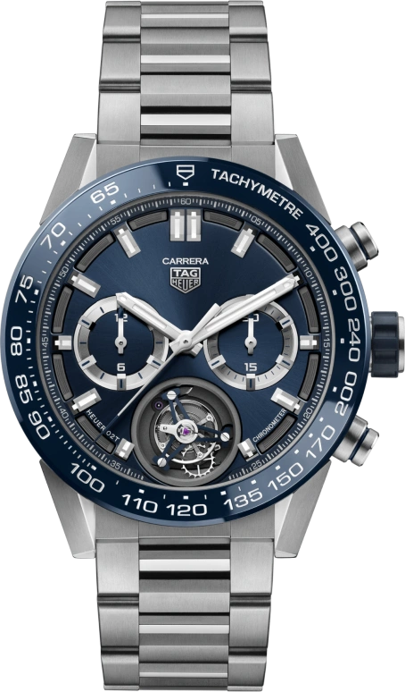 TAG Heuer,Carrera 45mm,45mm,Titanium,Ceramic,Blue,Automatic,Chronograph,Tourbillon Escapement,Column Wheel,CAR5A8C,CAR5A8C.BF0707