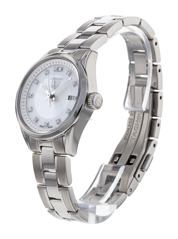 TAG Heuer,Carrera 27mm,27mm,Stainless Steel,White,Quartz,Day,Sapphire,WV1411,WV1411.BA0793