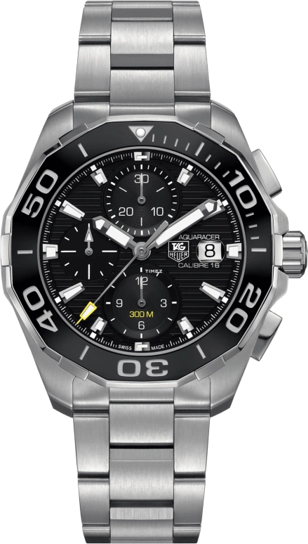 TAG Heuer,Aquaracer 43mm,43mm,Stainless Steel,Black,Automatic,Chronograph,Day,CAY211A,CAY211A.BA0927