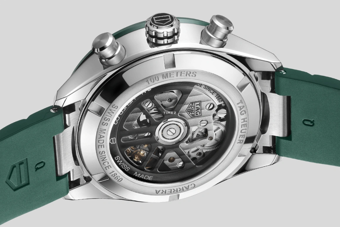 TAG Heuer,Carrera 44mm,44mm,Stainless Steel,Ceramic,Green,Automatic,Chronograph,Day,CBN2A1N,CBN2A1N.FT6238