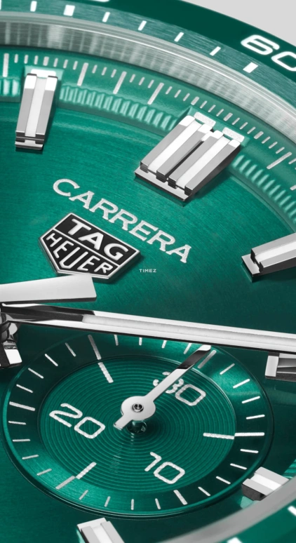 TAG Heuer,Carrera 44mm,44mm,Stainless Steel,Ceramic,Green,Automatic,Chronograph,Day,CBN2A1N,CBN2A1N.BA0643