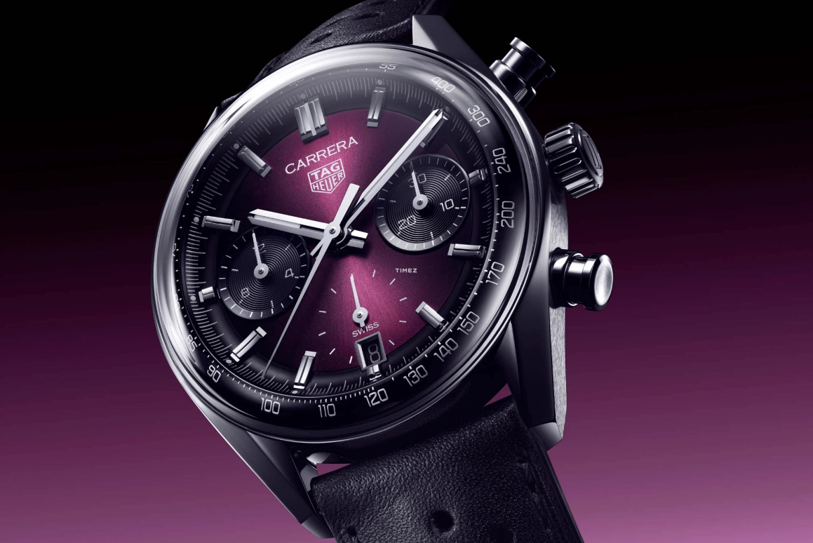 TAG Heuer,Carrera 39mm,39mm,Stainless Steel,Purple,Automatic,Chronograph,Day,CBS2219,CBS2219.FC6607
