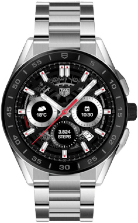 TAG Heuer,Connected Watch 45mm,45mm,Ceramic,Stainless Steel,Multi-Color,Processor,Chronograph,Day,SBG8A10,SBG8A10.BA0646