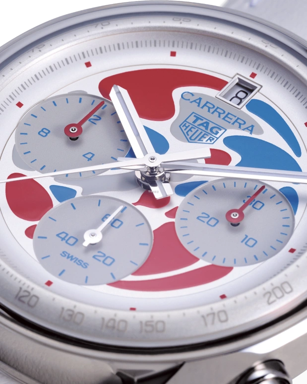TAG Heuer,Carrera 39mm,39mm,Stainless Steel,Blue,White,Red,Automatic,Chronograph,Day,CBS221C,CBS221C.FC6619