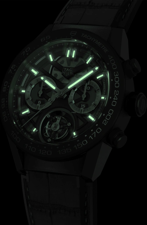 TAG Heuer,Carrera 45mm,45mm,Ceramic,Stainless Steel,Skeleton,Automatic,Chronograph,Tourbillon Escapement,Column Wheel,CAR5A90,CAR5A90.FC6415