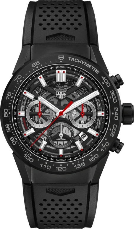 TAG Heuer,Carrera 45mm,45mm,Ceramic,Stainless Steel,Skeleton,Automatic,Chronograph,Date,Column Wheel,CBG2A90,CBG2A90.FT6173