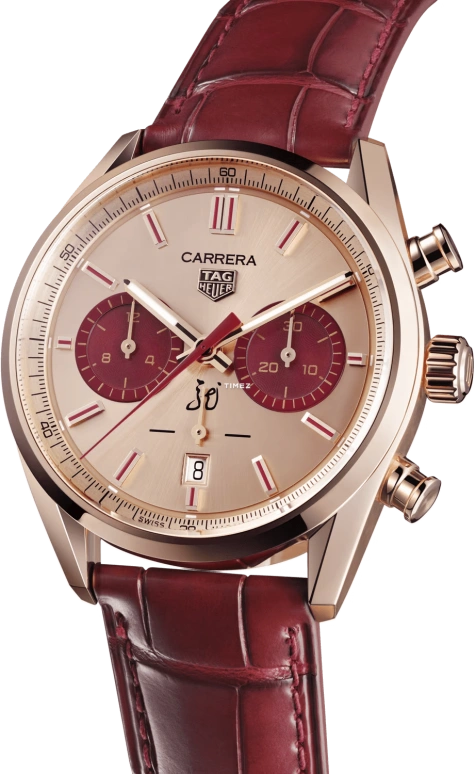TAG Heuer,Carrera 42mm,42mm,Rose Gold,Rose Gold,Red,Automatic,Chronograph,Day,CBN2048,CBN2048.FC8323