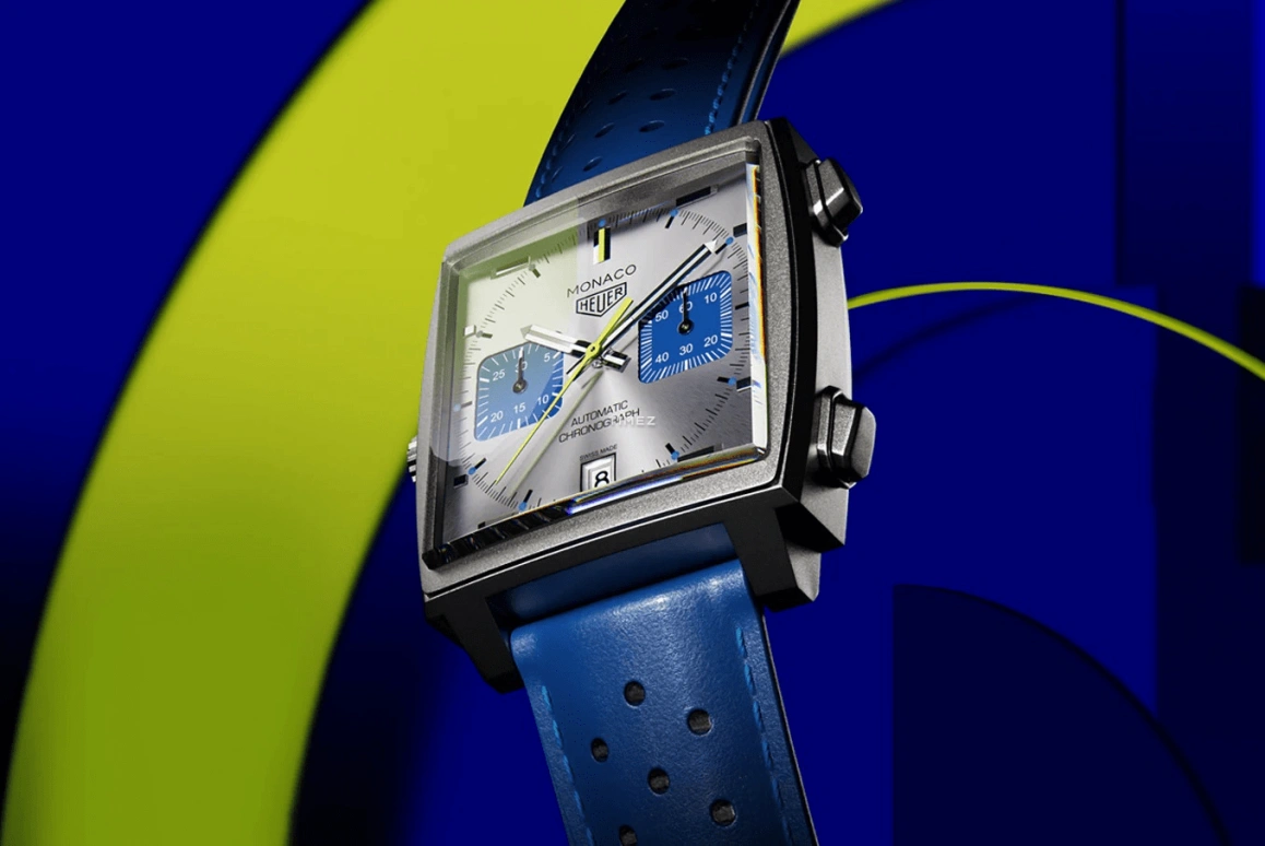 TAG Heuer,Monaco 39mm,39mm,Titanium,Blue,Titanium Gray,Automatic,Chronograph,Day,CAW218C,CAW218C.FC6548