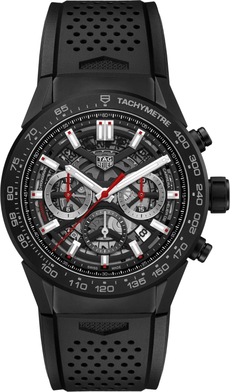 TAG Heuer,Carrera 45mm,45mm,Ceramic,Stainless Steel,Skeleton,Automatic,Chronograph,Date,Column Wheel,CBG2A90,CBG2A90.FT6173