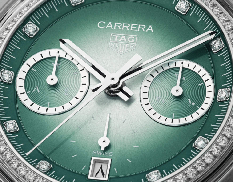 TAG Heuer,Carrera 39mm,39mm,Stainless Steel,Green,Gradient,Automatic,Chronograph,Day,CBS221A,CBS221A.BA0048