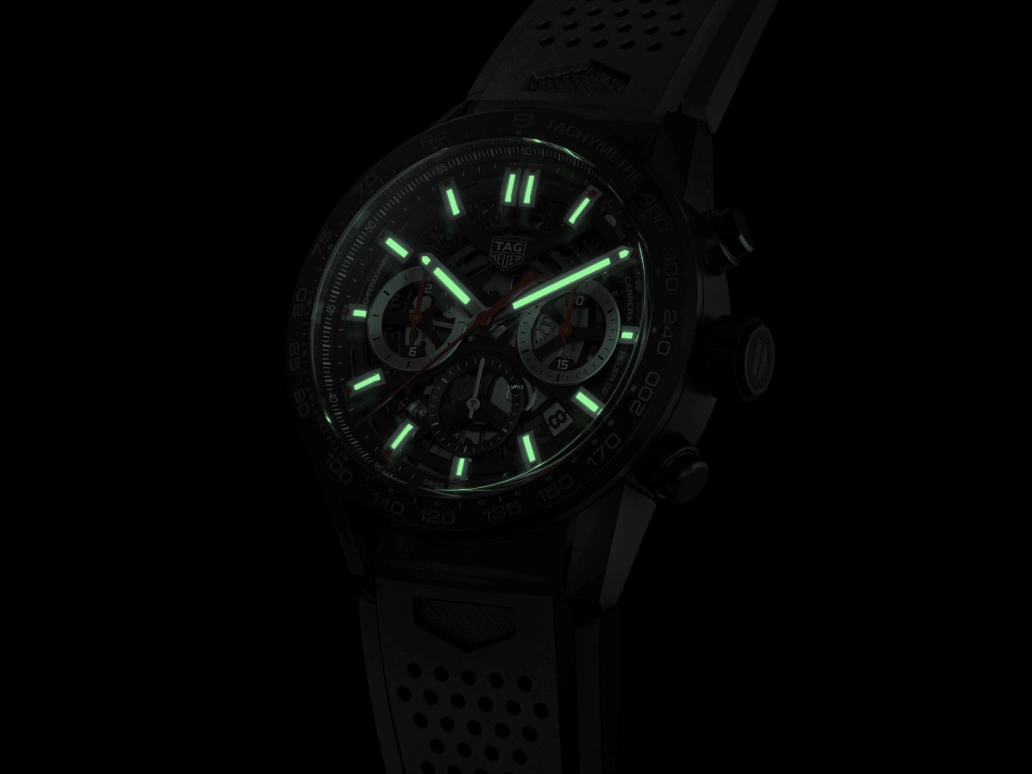 TAG Heuer,Carrera 43mm,43mm,Ceramic,Stainless Steel,Skeleton,Automatic,Chronograph,Date,Column Wheel,CBG2090,CBG2090.FT6145