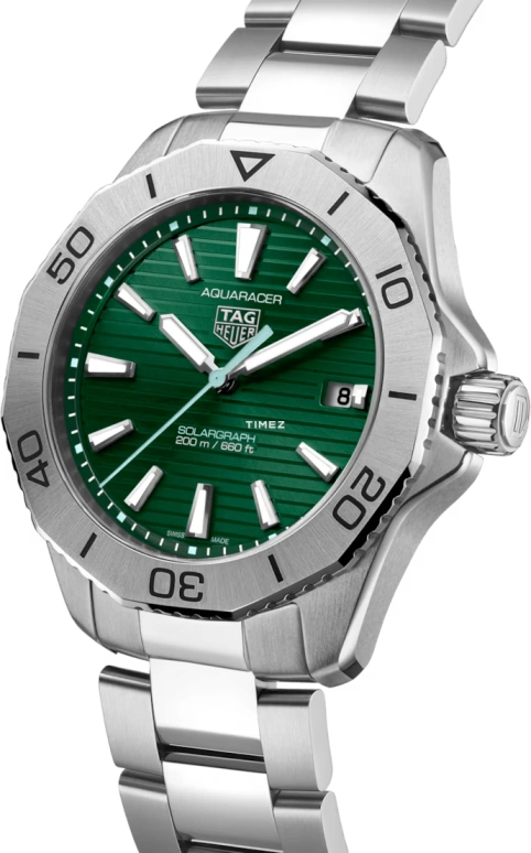 TAG Heuer,Aquaracer 40mm,40mm,Stainless Steel,Green,Quartz,Day,In-house Caliber,WBP1115,WBP1115.BA0000