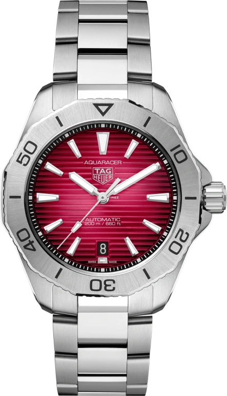TAG Heuer,Aquaracer 40mm,40mm,Stainless Steel,Red,Automatic,Day,42hours,WBP2114,WBP2114.BA0627