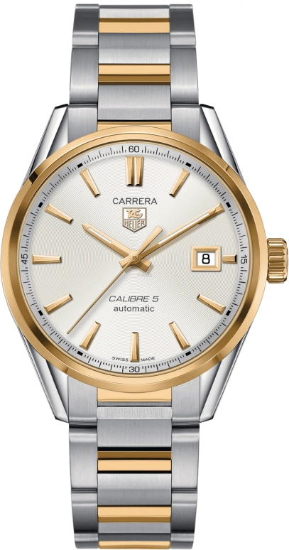 TAG Heuer,Carrera 39mm,39mm,Yellow Gold,Stainless Steel,Silver,Automatic,Day,42hours,WAR215B,WAR215B.BD0783