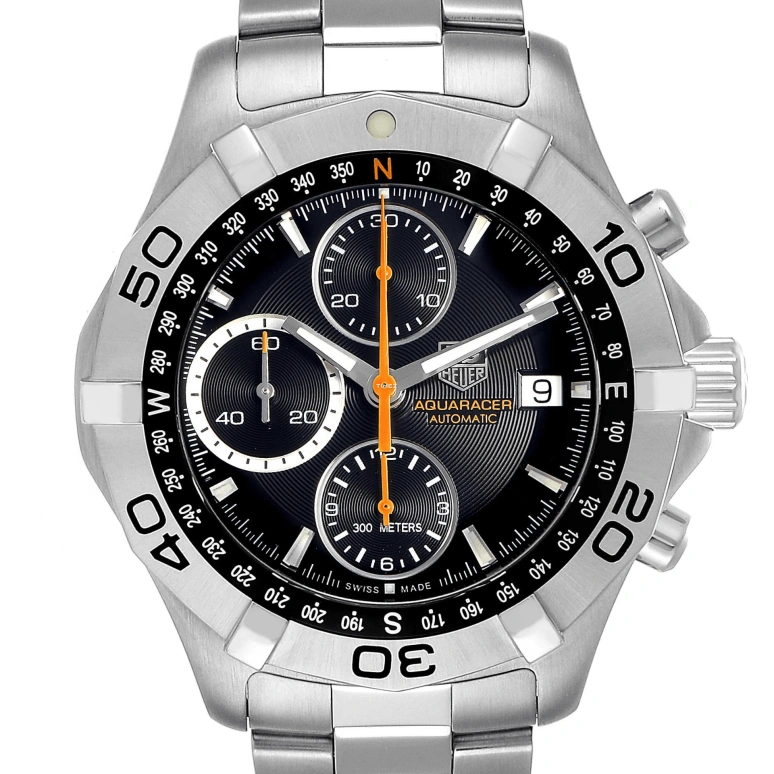 TAG Heuer,Aquaracer 40mm,40mm,Stainless Steel,Black,Automatic,Chronograph,Day,CAF2113,CAF2113.BA0809