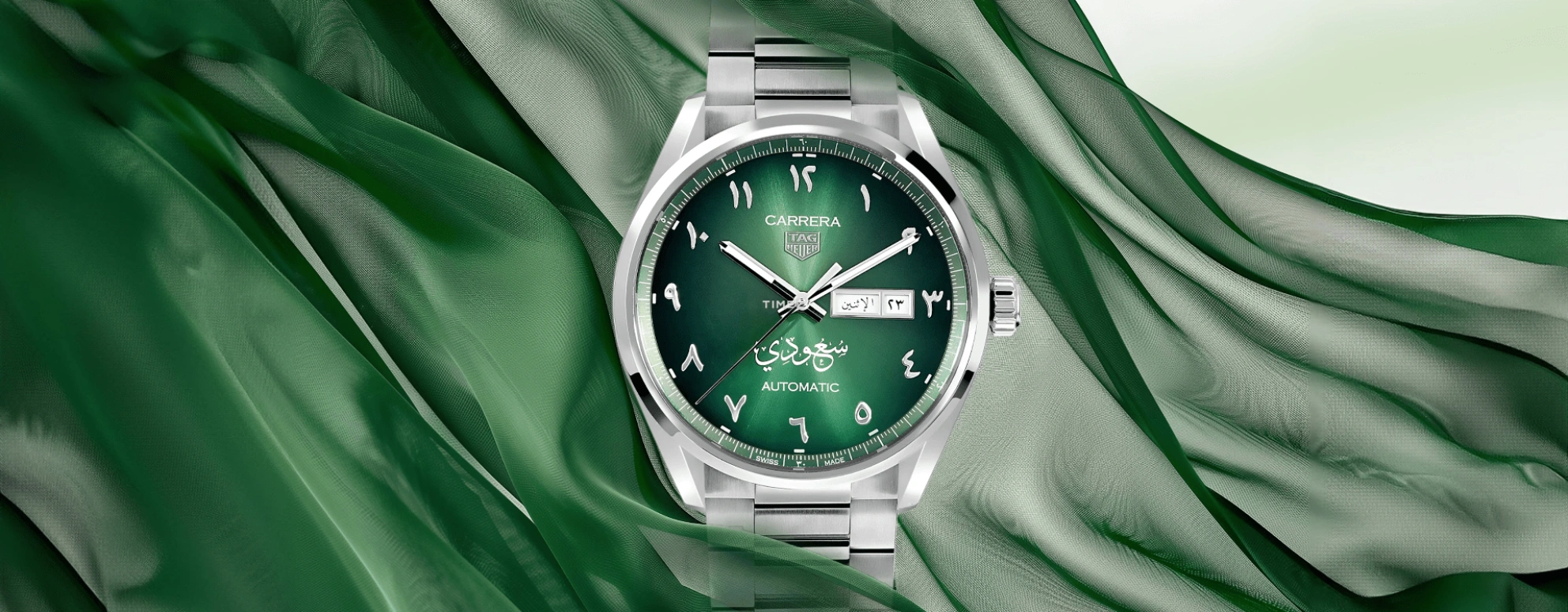 TAG Heuer,Carrera 41mm,41mm,Stainless Steel,Green,Automatic,Date,Day,WBN2018,WBN2018.EB0366