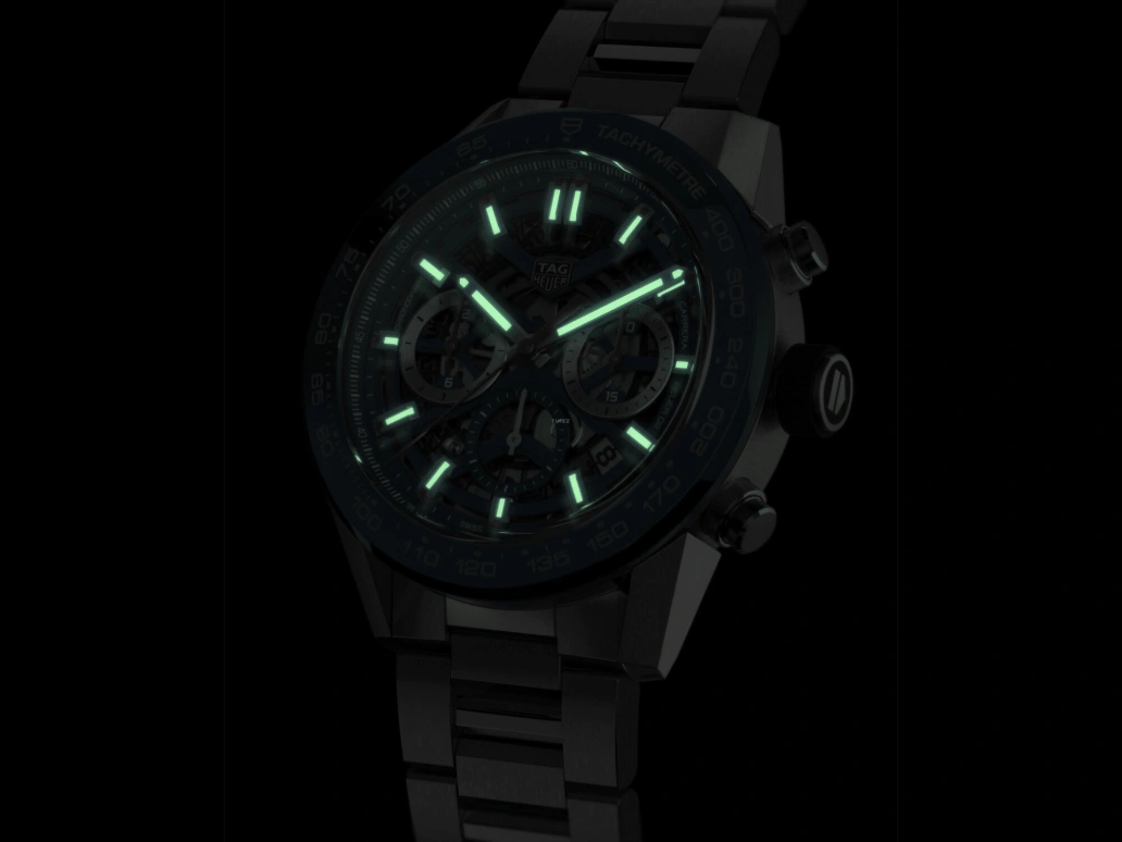 TAG Heuer,Carrera 45mm,45mm,Ceramic,Stainless Steel,Skeleton,Automatic,Chronograph,Date,Column Wheel,CBG2A11,CBG2A11.BA0654