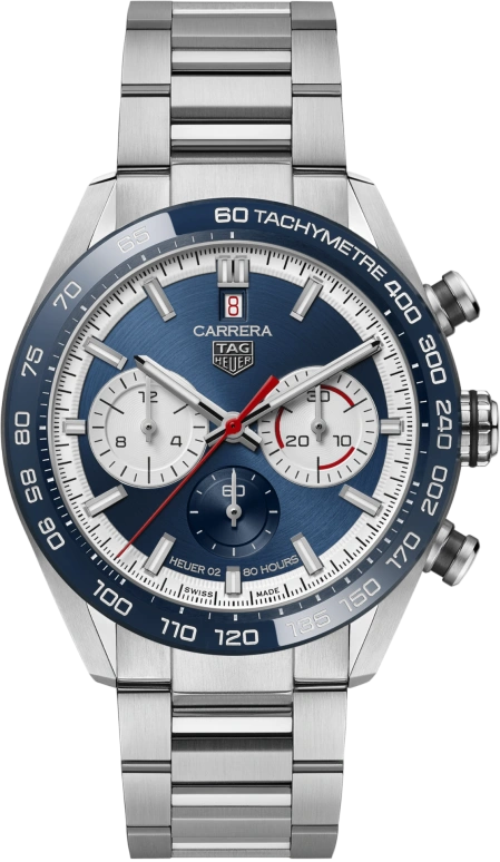TAG Heuer,Carrera 44mm,44mm,Ceramic,Stainless Steel,Blue,Automatic,Chronograph,Date,Column Wheel,CBN2A1E,CBN2A1E.BA0643