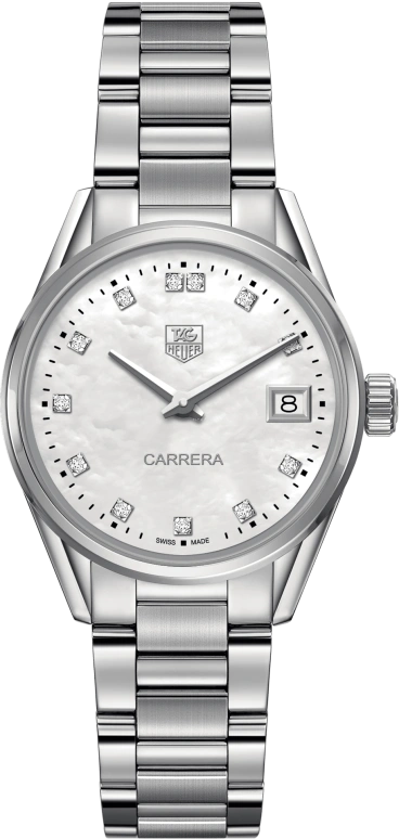 TAG Heuer,Carrera 32mm,32mm,Stainless Steel,White,Quartz,Day,Sapphire,WAR1314,WAR1314.BA0778