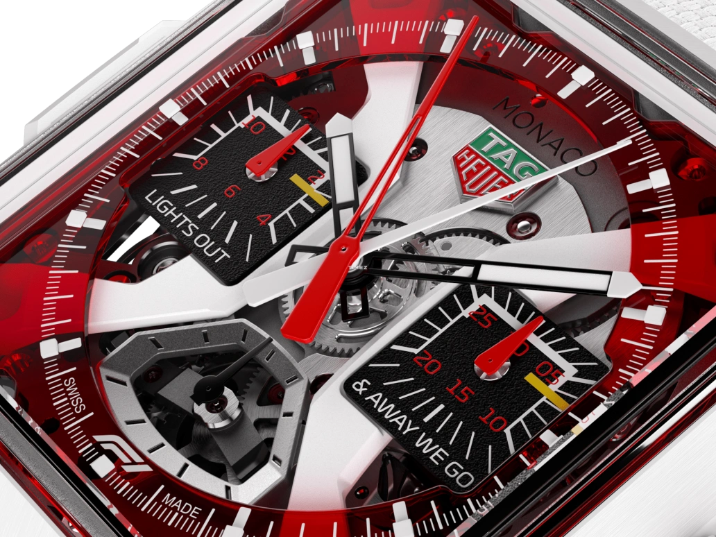 TAG Heuer,Monaco 41mm,41mm,Ceramic,Red,See-through,Automatic,Chronograph,Rattrapante,CBW2190,CBW2190.FC8356