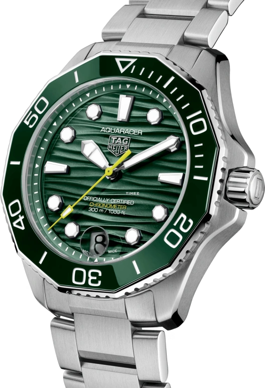 TAG Heuer,Aquaracer 42mm,42mm,Stainless Steel,Green,Automatic,Day,80hours,WBP5116,WBP5116.BA0013