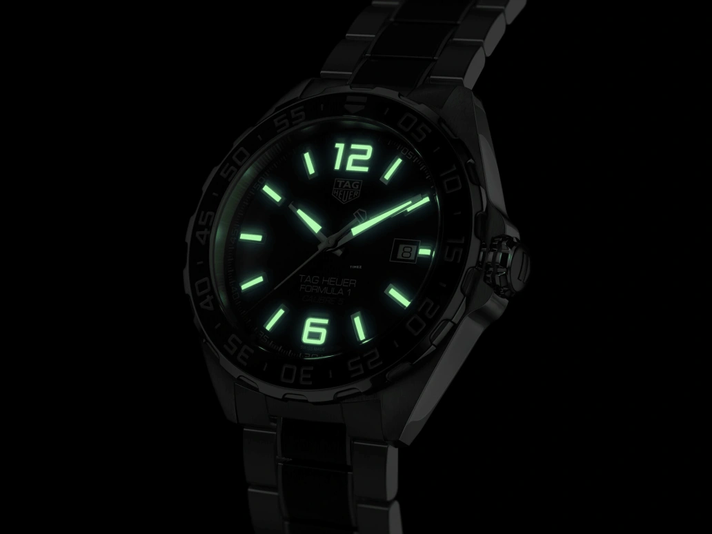 TAG Heuer,Formula 1 43mm,43mm,Stainless Steel,Smoky Gray,Red,Automatic,42hours,In-house Caliber,WAZ2011,WAZ2011.BA0843