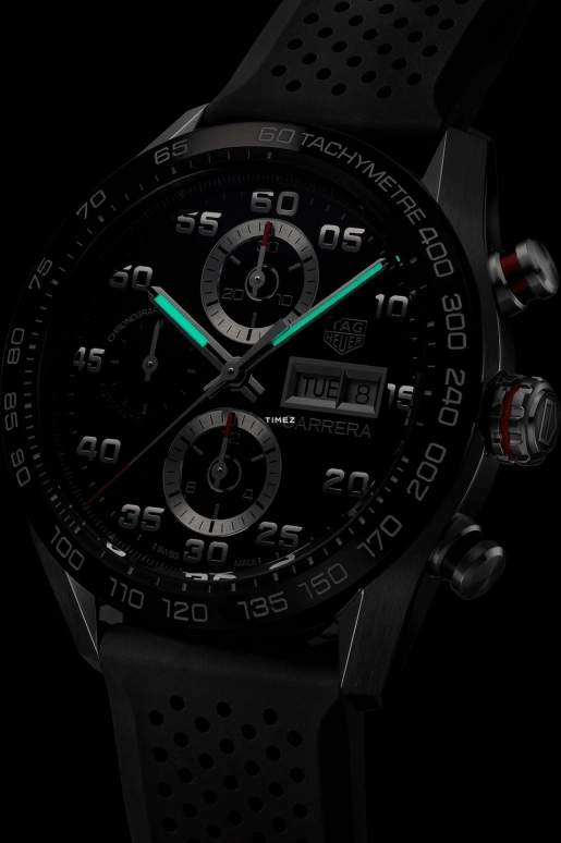 TAG Heuer,Carrera 44mm,44mm,Stainless Steel,Ceramic,Black,Automatic,Chronograph,Date,Day,CBN2A1AA,CBN2A1AA.FT6228