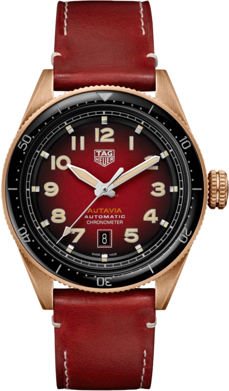 TAG Heuer,Autavia 42mm,42mm,Bronze,Stainless Steel,Red,Automatic,Chronograph,Date,WBE5192,WBE5192.FC8300
