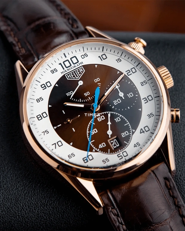 TAG Heuer,Carrera 43mm,43mm,Rose Gold,Brown,White,Automatic,Chronograph,Day,Power Reserve Indicator,CAR5040,CAR5040.FC8177