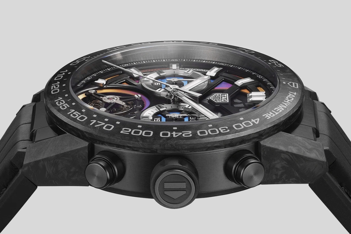TAG Heuer,Carrera 45mm,45mm,Carbotanium,Black,Multi-Color,Automatic,Chronograph,Tourbillon,CAR5A8AF,CAR5A8AF.FC6415
