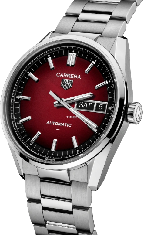 TAG Heuer,Carrera 41mm,41mm,Stainless Steel,Red,Automatic,Date,Day,WDA2113,WDA2113.BA0043